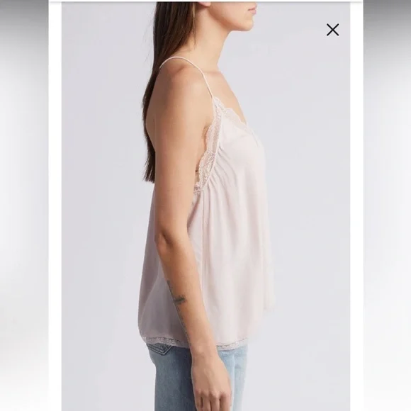 NWT Treasure & Bond Blush Baby Pink Lace Teddy Trim Cami Tank Top Size M - Picture 3 of 8